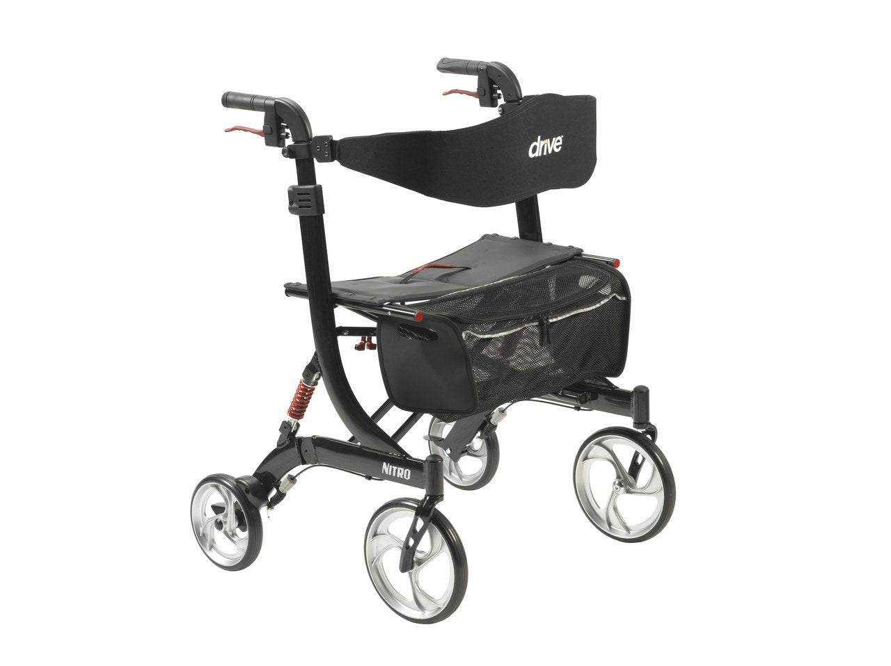 Bariatric 4 Wheel Rollator drive Nitro HD Black Adjustable Height / Lightweight / Folding Aluminum Frame