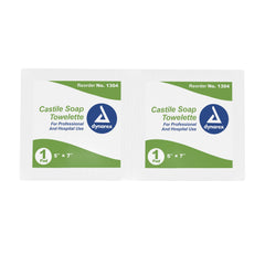 Dynarex Castile Soap Towelettes – Scented Individual Packets, PH-Balanced Coconut-Oil Soap 5 x 7 in, Non-Sterile Latex-Free (Box of 100)