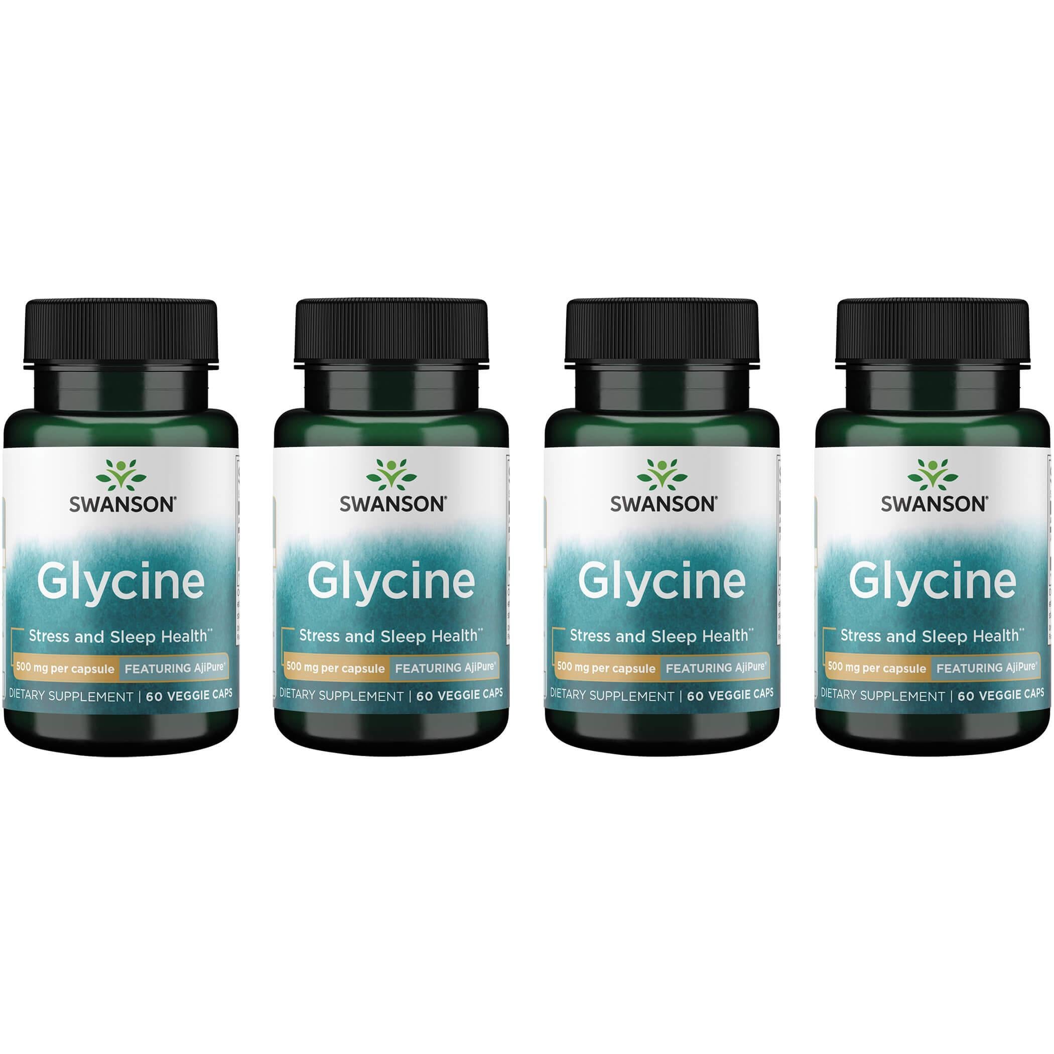 Swanson Glycine Featuring Ajipure 500 Mg 60 Veg Caps 4 Pack