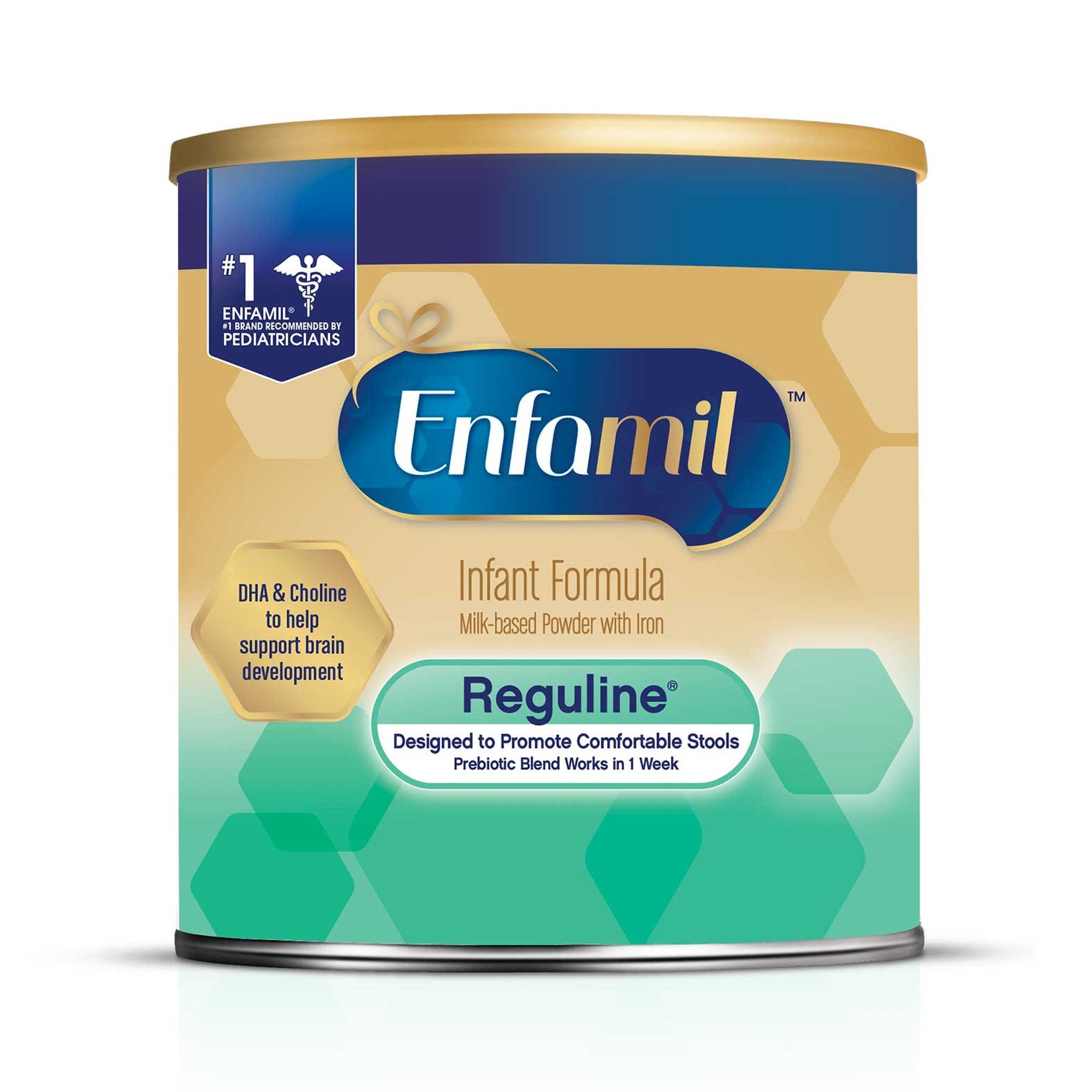 Infant Formula Enfamil Reguline Unflavored 12.4 oz. Canister Powder Prebiotic Loose Stool