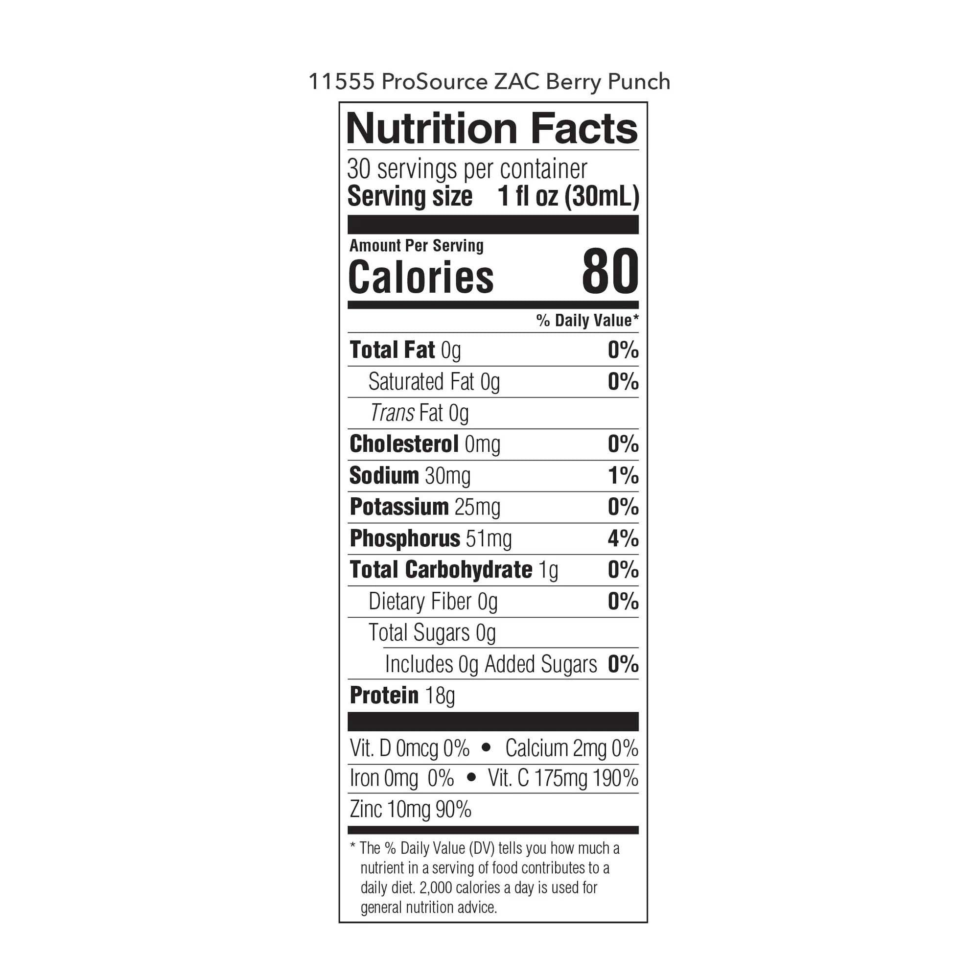 Oral Supplement ProSource ZAC Berry Punch Flavor Liquid 32 oz. Bottle