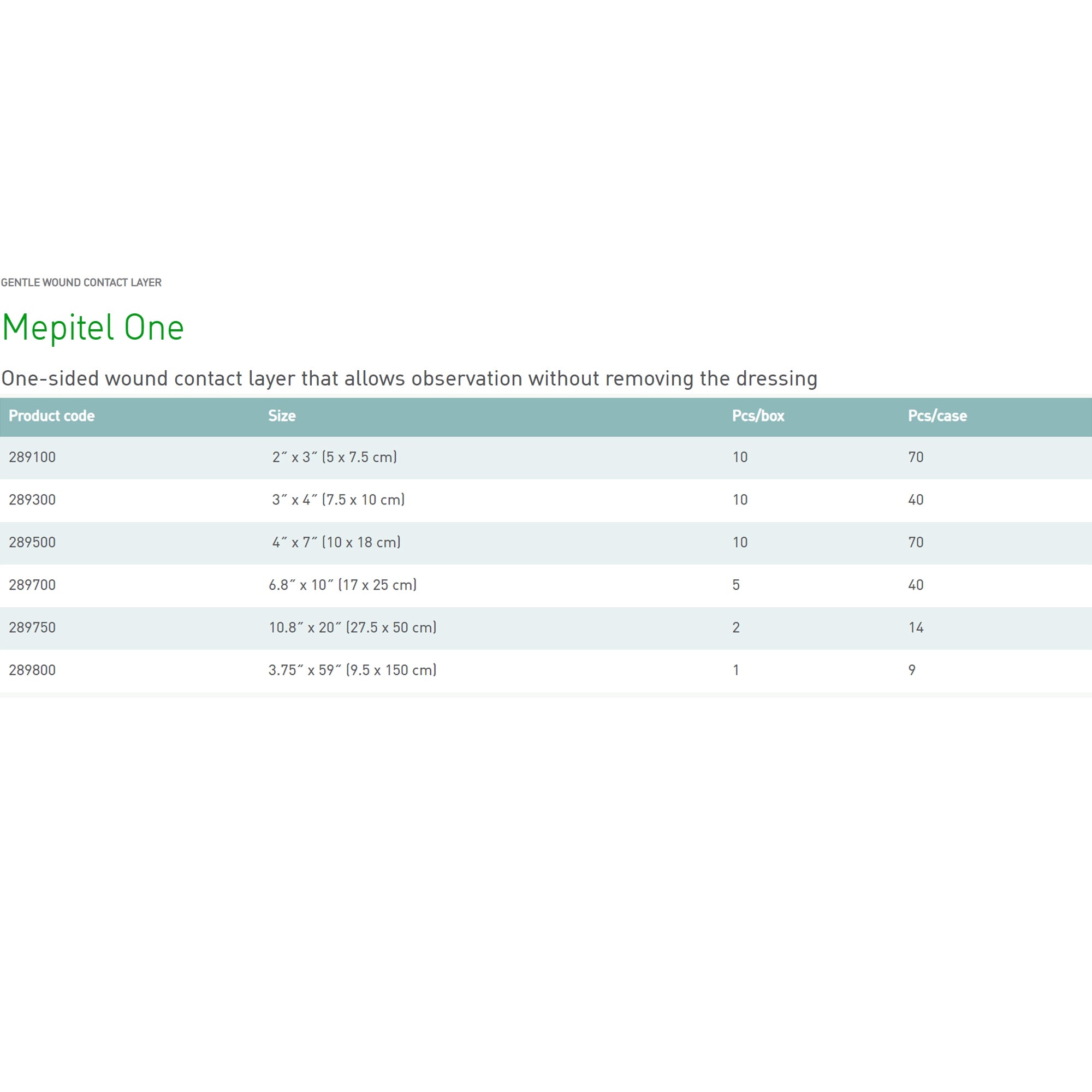 Wound Contact Layer Dressing Mepitel One 4 X 7 Inch Sterile, Packaging Type- Case