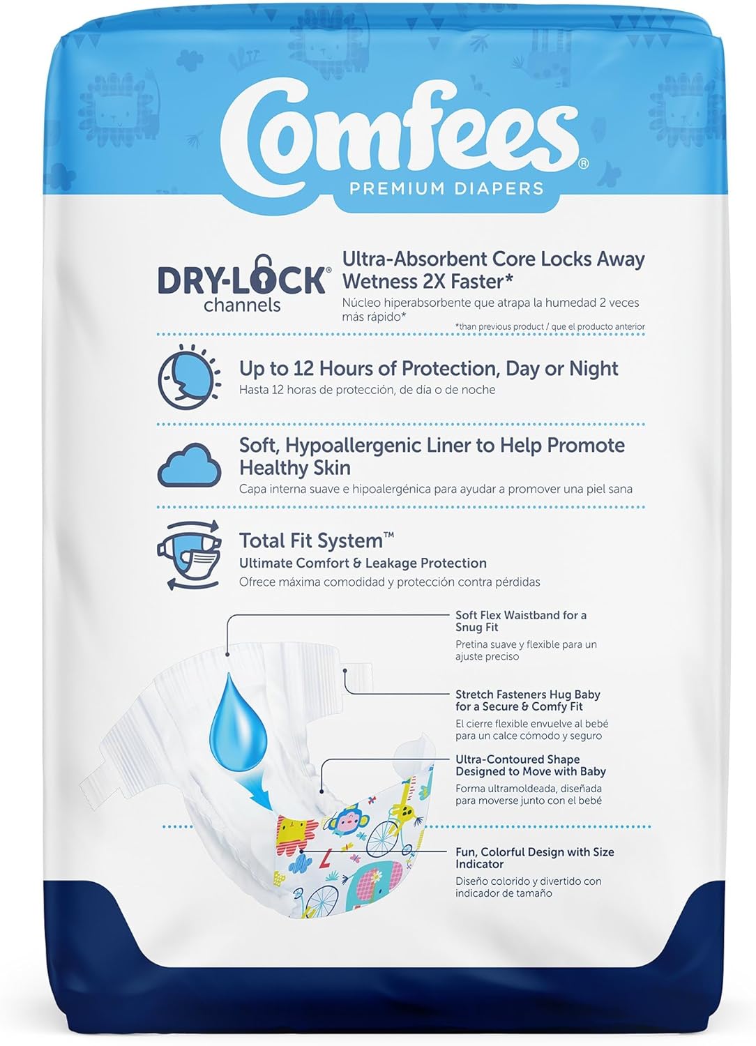 unisex baby diaper comfees size 7 disposable moderate absorbency packaging type case