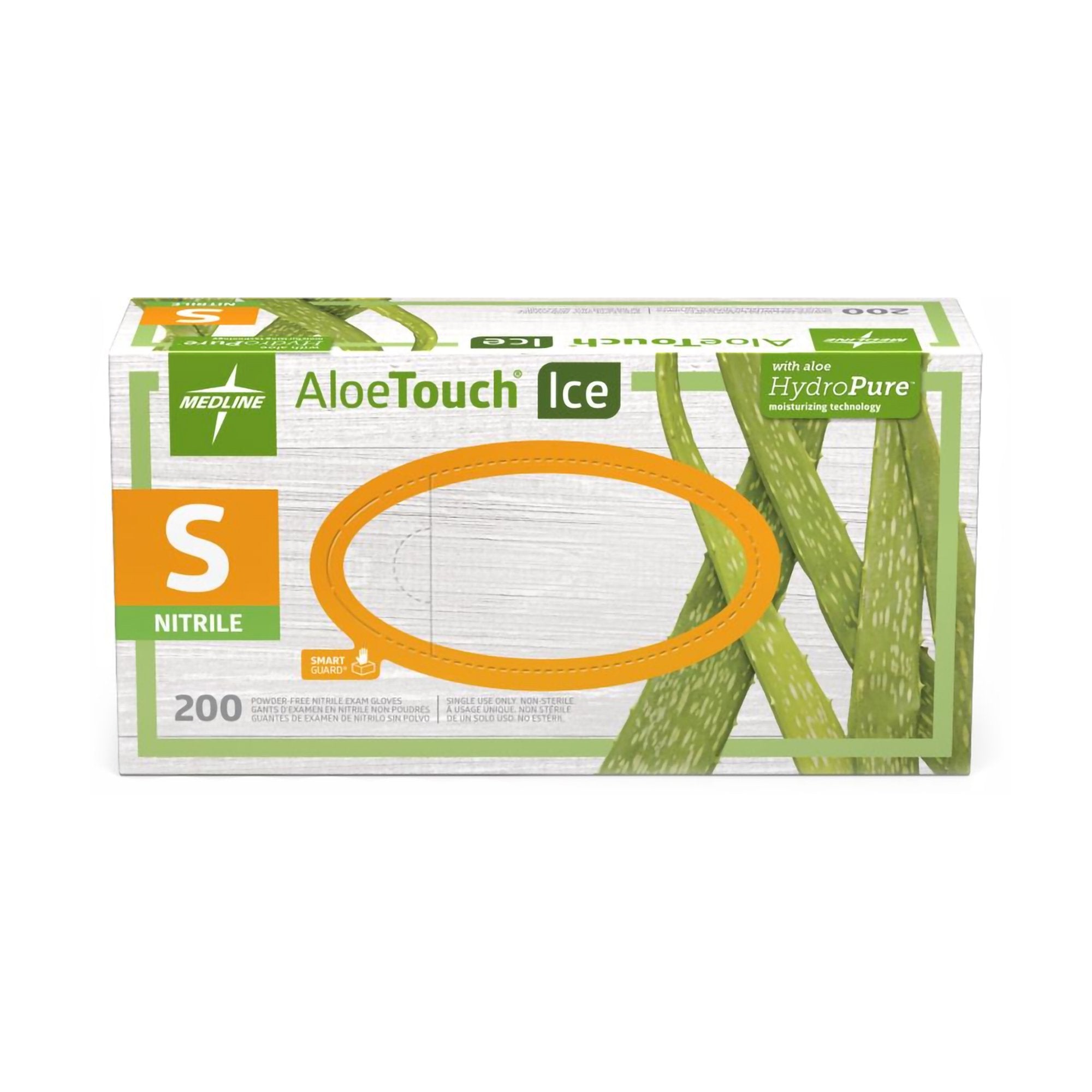 Exam Glove Aloetouch Ice Small NonSterile Nitrile Standard Cuff Length Textured Fingertips Green Chemo Tested (200/BX ), Packaging Type- Box