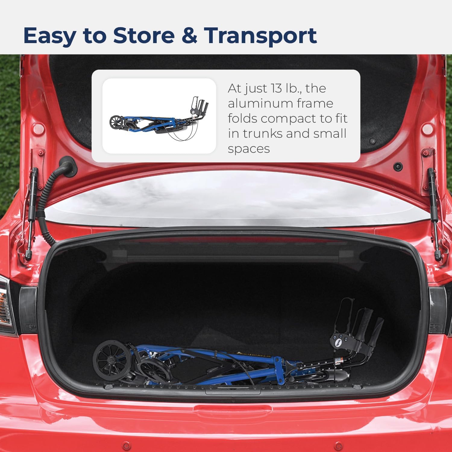 rollator 4 wheel with pouch padded seat blue drive