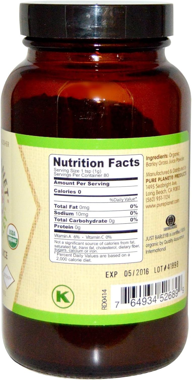 Pure Planet Just Barley Nature's Organic Nutrition Support - 2.8 Oz
