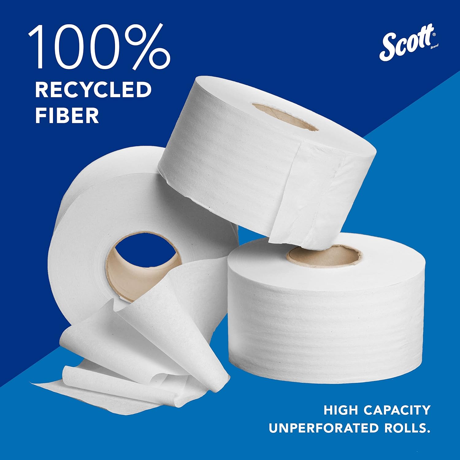 Toilet Tissue Scott Essential 100% Recycled Fiber JRT White 2-Ply Jumbo Size Cored Roll Continuous Sheet 3-11/20 Inch X 1000 Foot, Packaging Type- Case