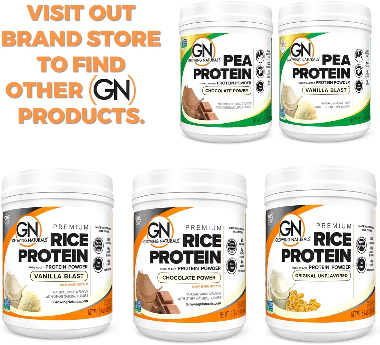 Growing Naturals Pea Protein Powder - Original Flavor - 32.2 Oz