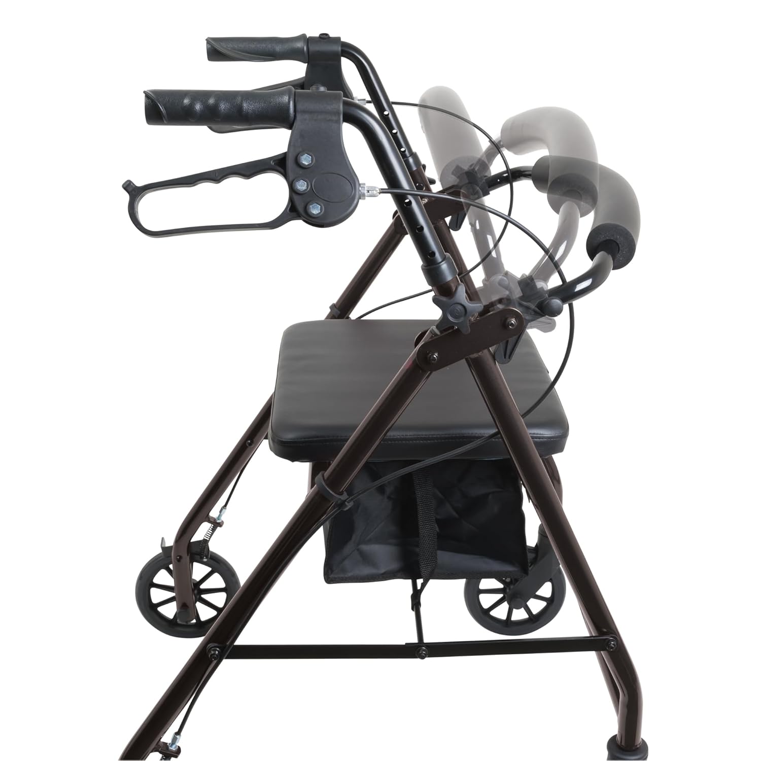 deluxe aluminum rollator black 8 wheels