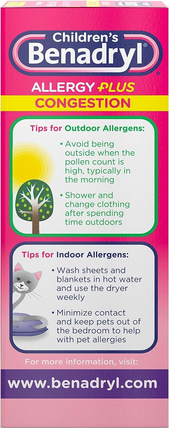 benadryl childrens allergy plus congestion liquid grape flavor 4 ounces children s benadryl allergy plus congestion childrens allergy relief mk1252651ea