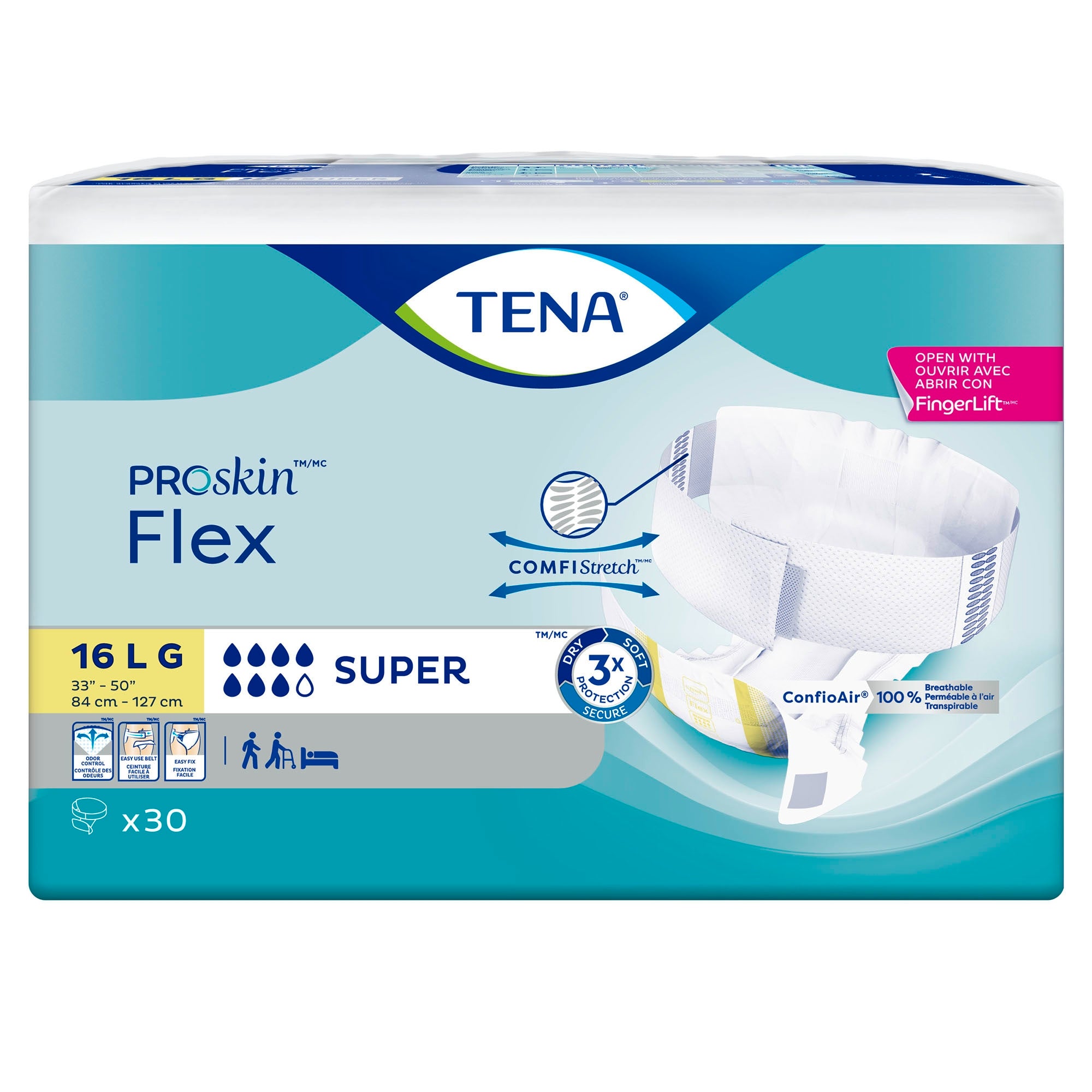 Unisex Adult Incontinence Belted Undergarment TENA ProSkin Flex Super Size 16 Disposable Heavy Absorbency, Packaging Type- Case