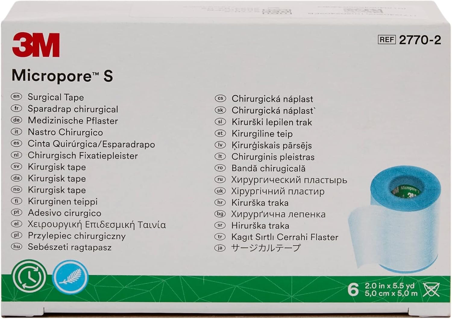 Medical Tape 3M Micropore S Blue 2 Inch X 5-1/2 Yard Silicone NonSterile, Packaging Type- Case