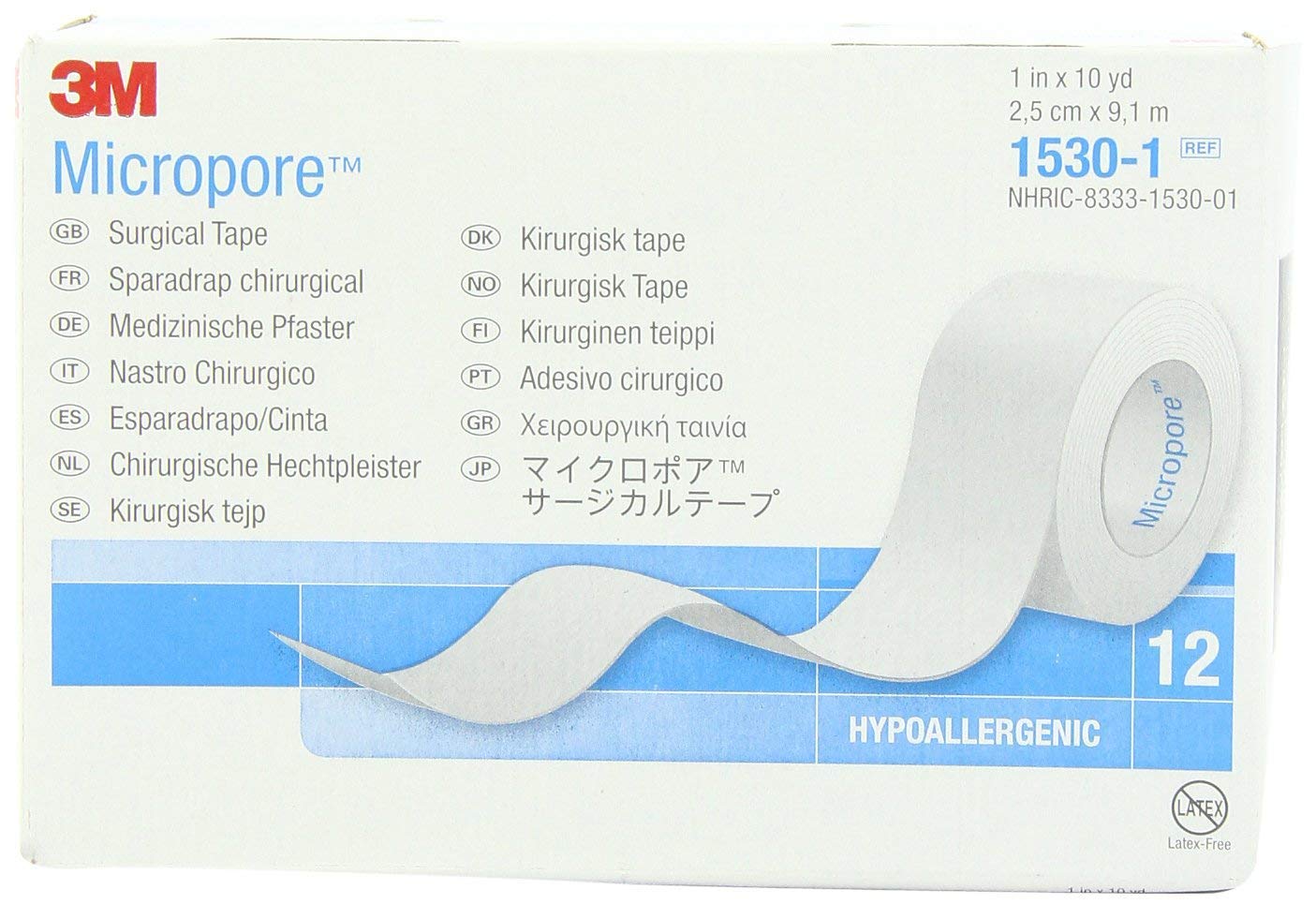 Medical Tape 3M Micropore White 1 Inch X 1-1/2 Yard Paper NonSterile