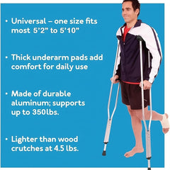 ProBasics Aluminum Underarm Crutches (Tall, 5'10" - 6'6")