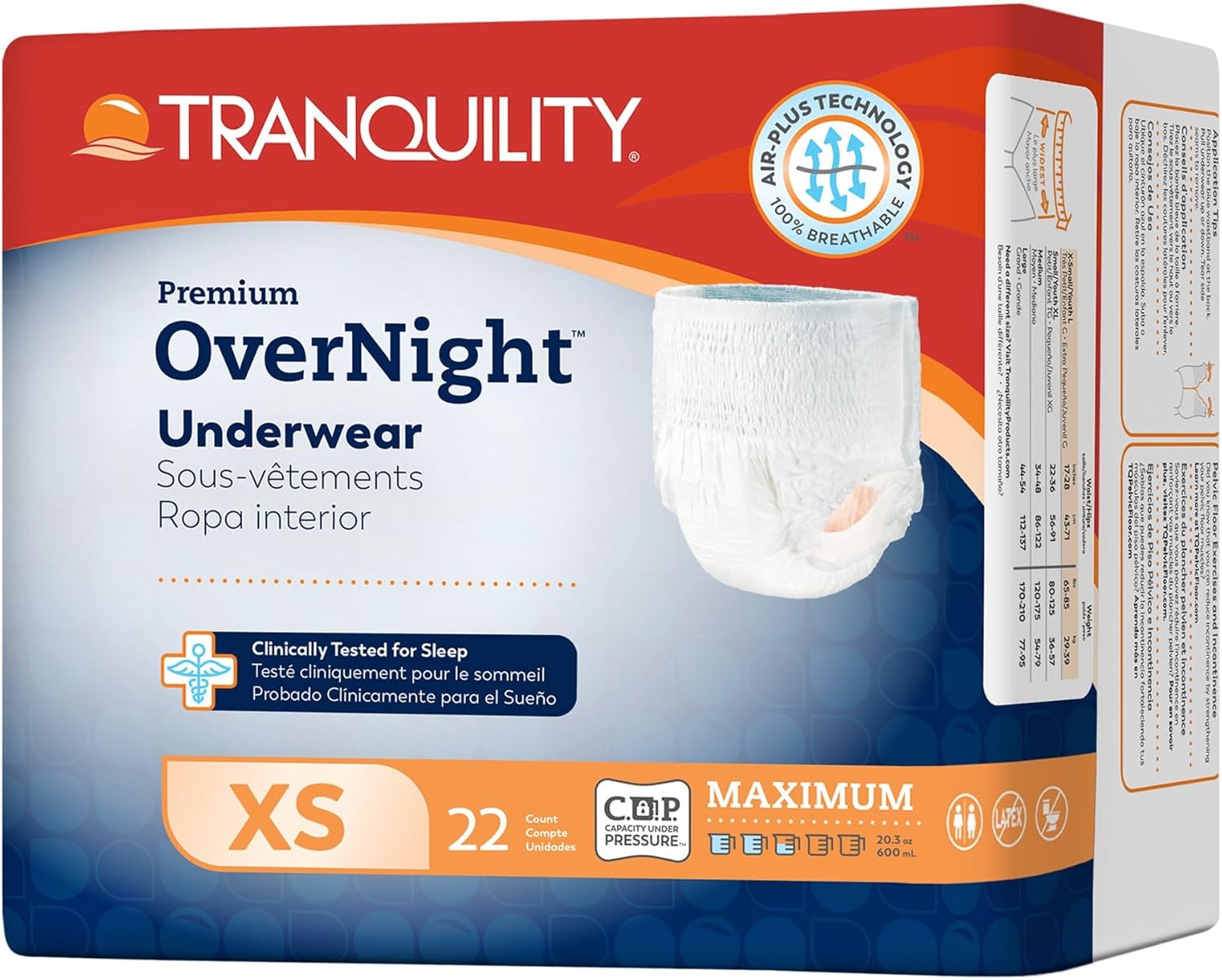 unisex adult absorbent underwear tranquility premium overnight pull on with tear away seams x small disposable heavy absorbency packaging type case