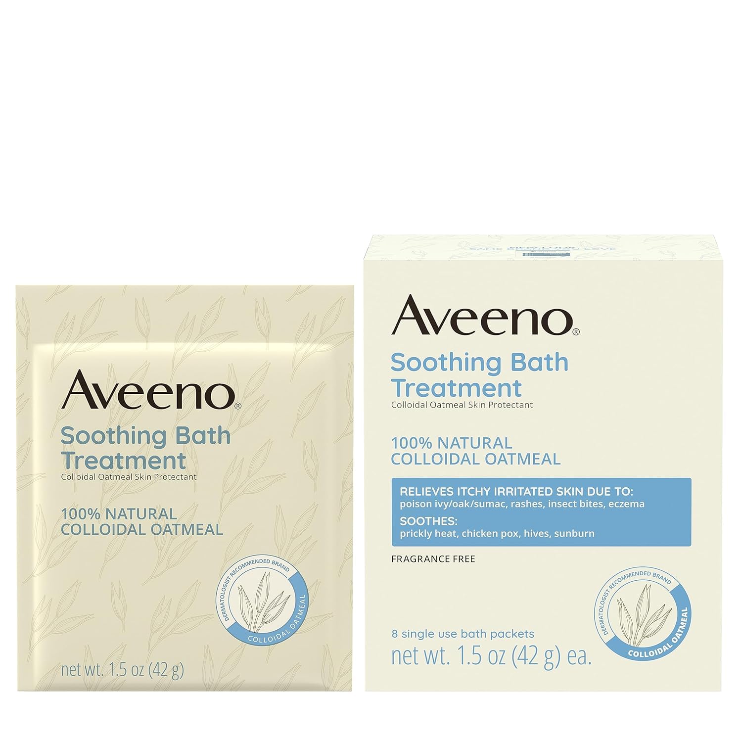 bath additive aveeno 1 5 oz individual packet unscented powder packaging type box