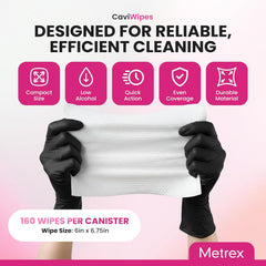 CaviWipes Surface Disinfectant Premoistened Alcohol Based Manual Pull Wipe 160 Count Canister Alcohol Scent NonSterile | 12EA/Case