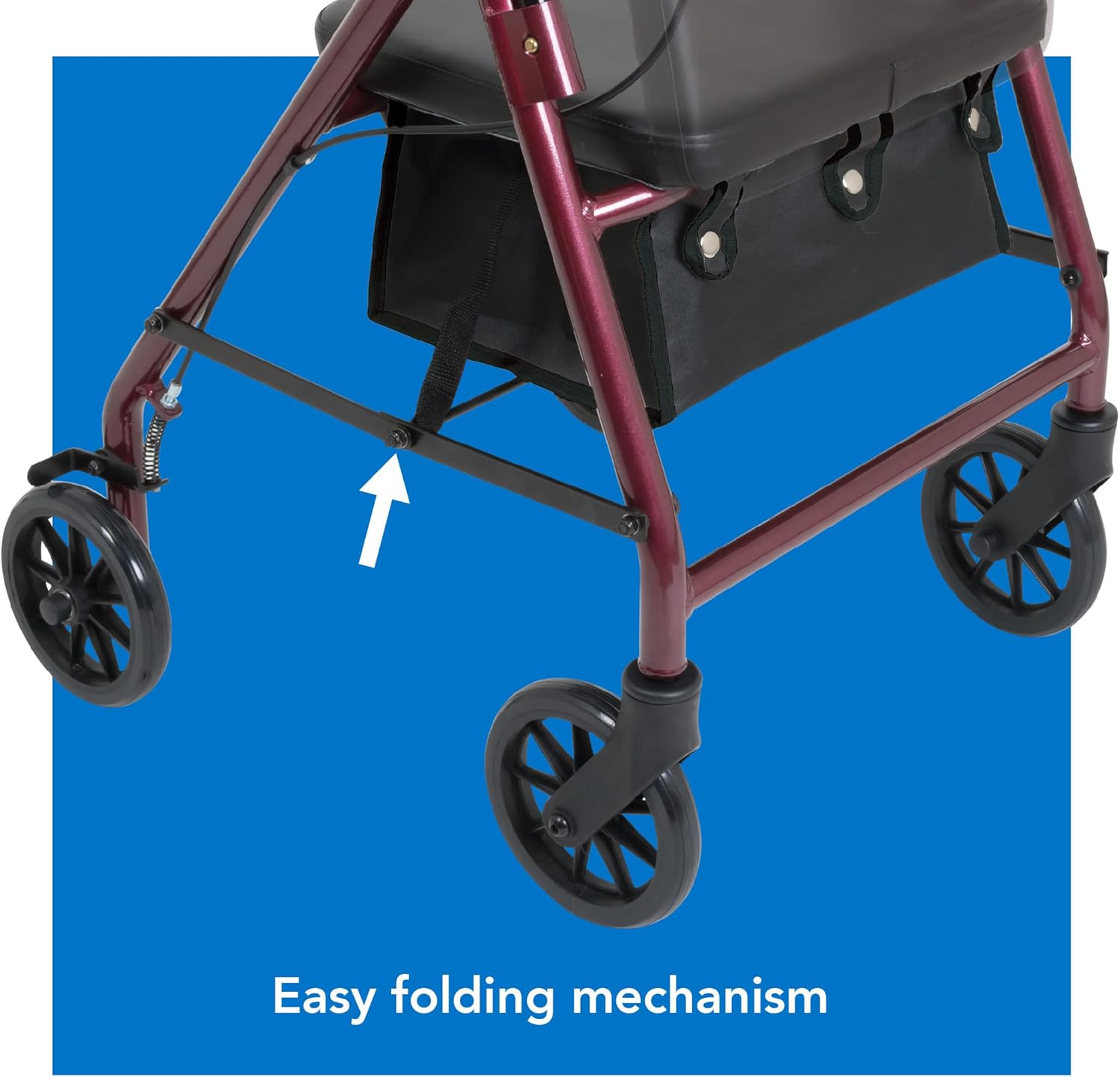bariatric rollator w 8 wheels burgundy