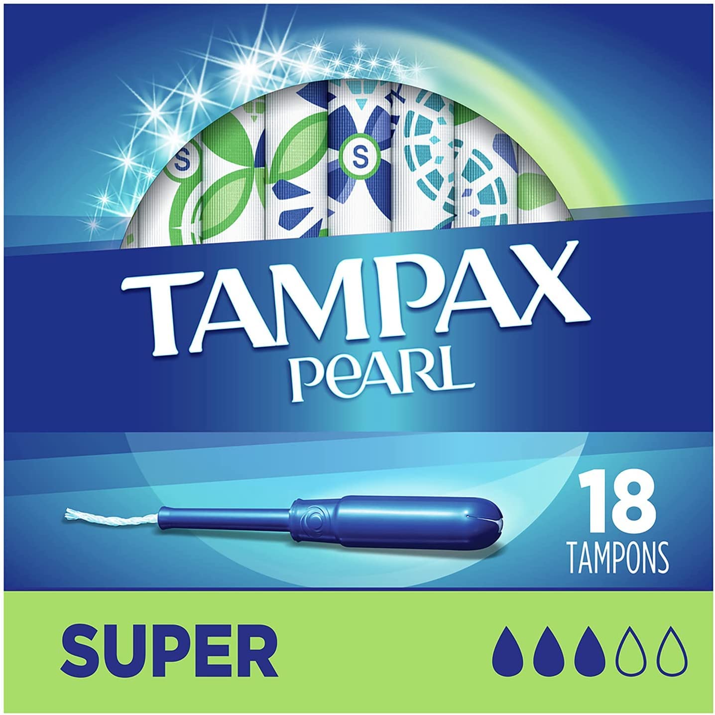 tampon tampax pearl super absorbency plastic applicator individually wrapped packaging type box