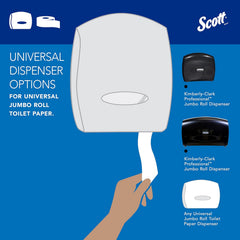 Toilet Tissue Scott Essential 100% Recycled Fiber JRT White 2-Ply Jumbo Size Cored Roll Continuous Sheet 3-11/20 Inch X 1000 Foot, Packaging Type- Case