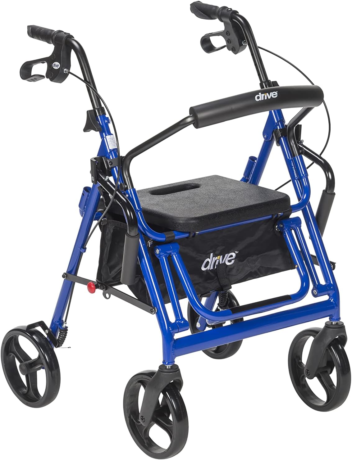Drive Medical Aluminium Rollator For Seniors and Elders, Wheel size 8inches With Height Adjustable 31.5" - 37", Weight Capacity 300lbs,Blue Color, 795B