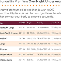 unisex adult absorbent underwear tranquility premium overnight pull on with tear away seams x small disposable heavy absorbency packaging type case