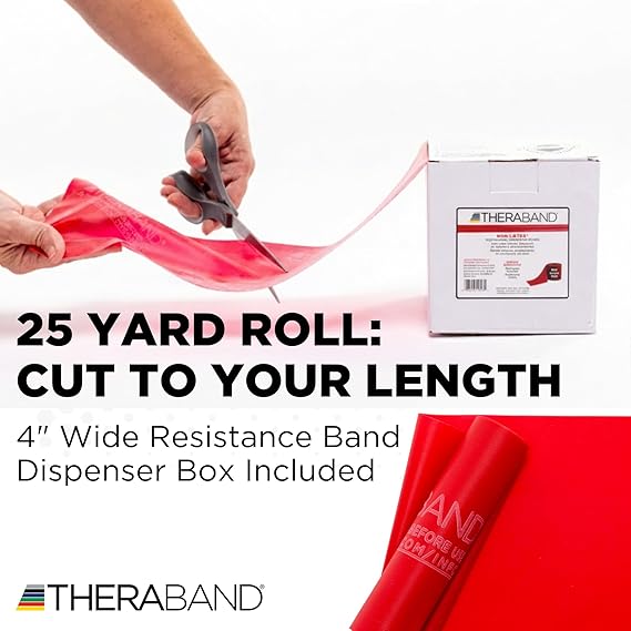 Exercise Resistance Band TheraBand Red 4 Inch X 25 Yard Medium Resistance, Packaging Type- Each