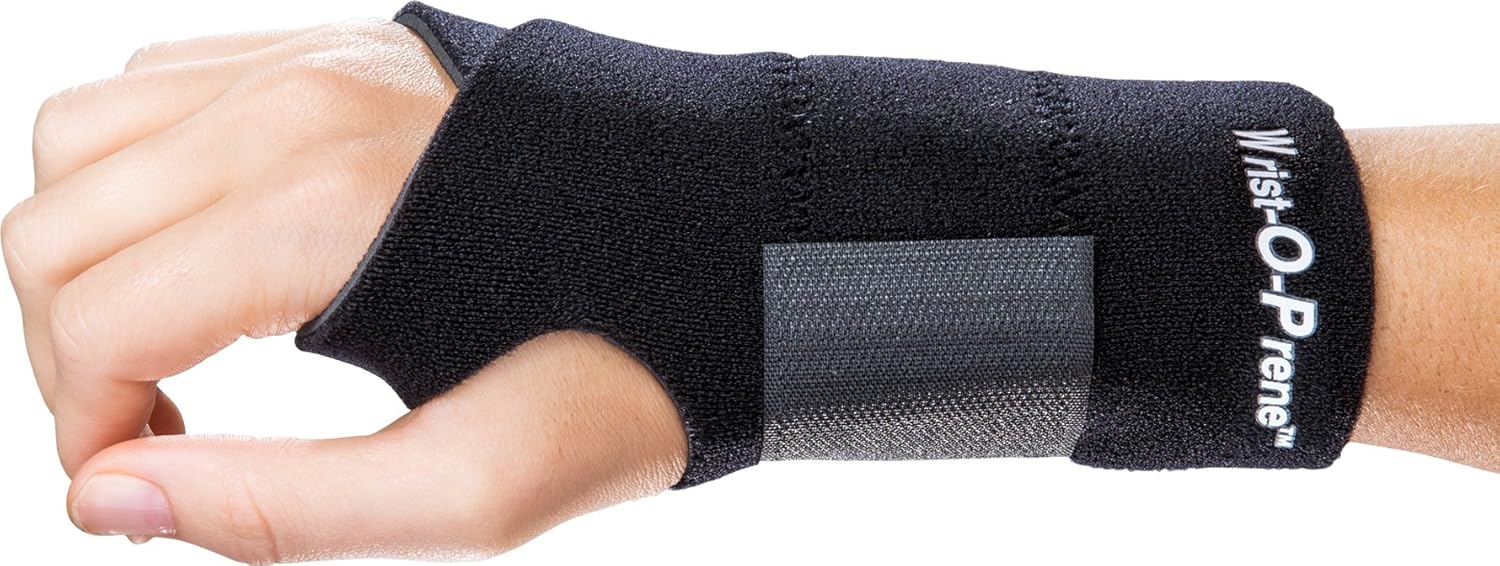 Wrist Brace ProCare Universal Wrist-O-Prene Aluminum / Neoprene Right Hand Black One Size Fits Most, Packaging Type- Each