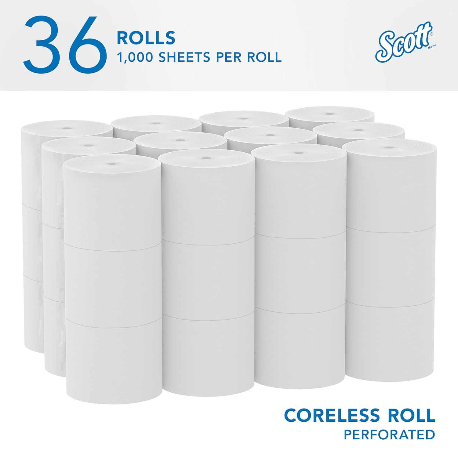 Toilet Tissue Scott Essential White 2-Ply Standard Size Coreless Roll 1000 Sheets 3-9/10 X 4 Inch, Packaging Type - Case