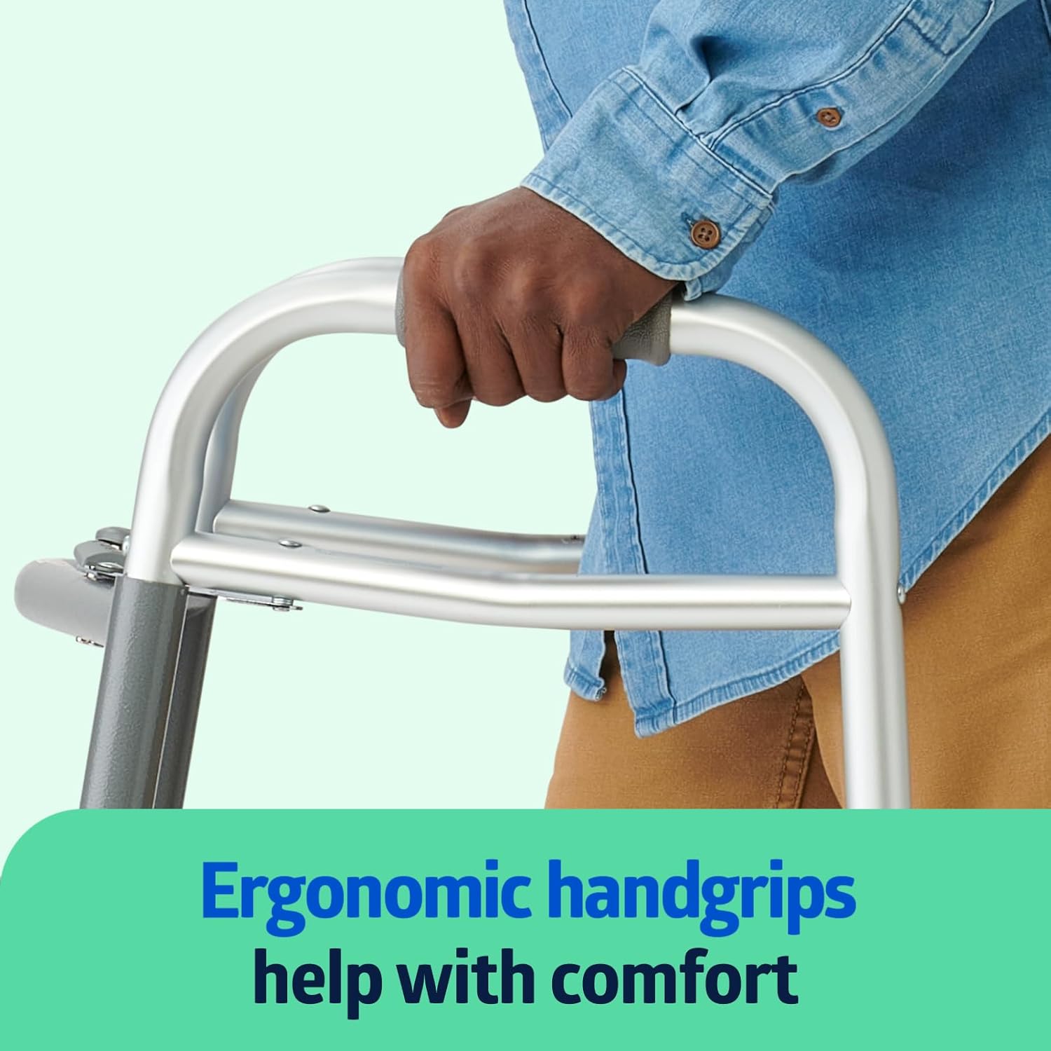 walker adult w 5 wheels folding blue case of 2