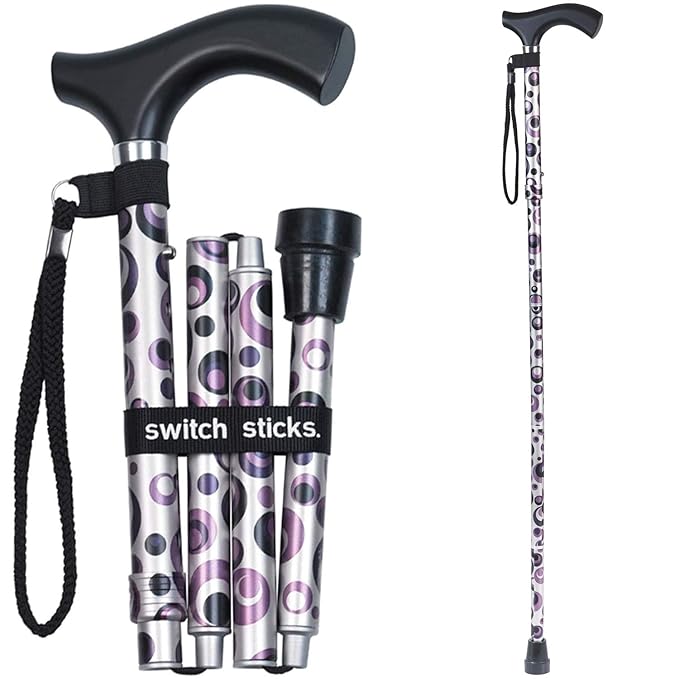 Folding Cane Switch Sticks Aluminum 32 to 37 Inch Height Berlin Print,Packaging Type- Each