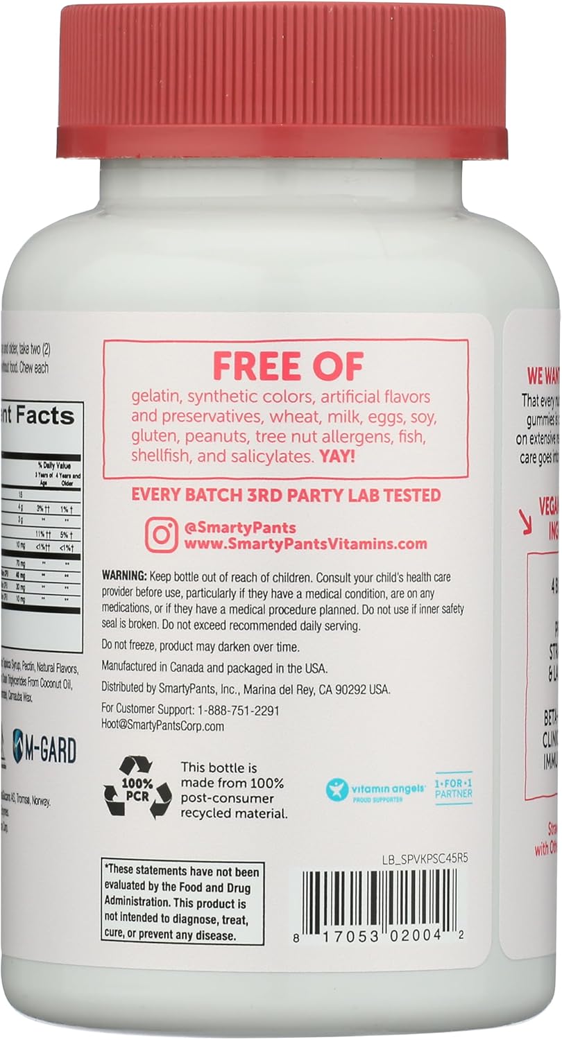 smarty pants strawberry creme kids probiotic complete dietary supplement 1 each 45 ct