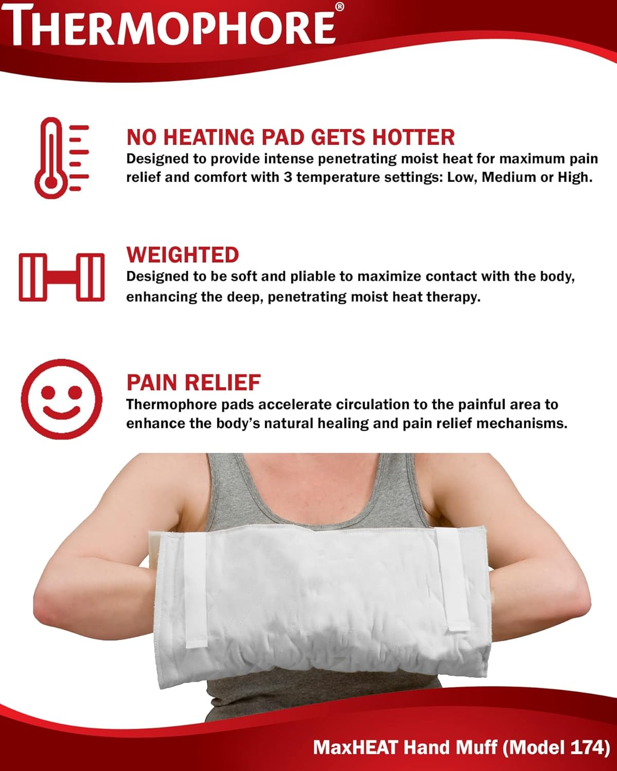 thermophore maxheat muff hand size 8 x17 rolled