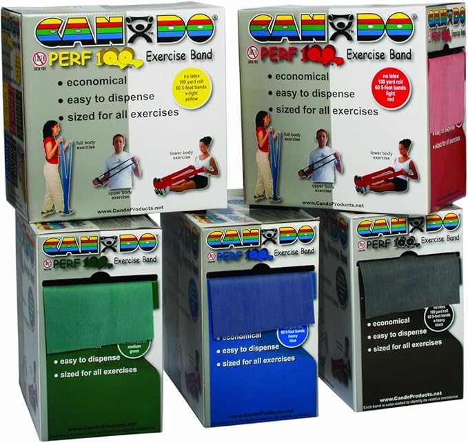 Exercise Resistance Band CanDo Perf 100 Green 5 Inch X 100 Yard Medium Resistance, Packaging Type- Each