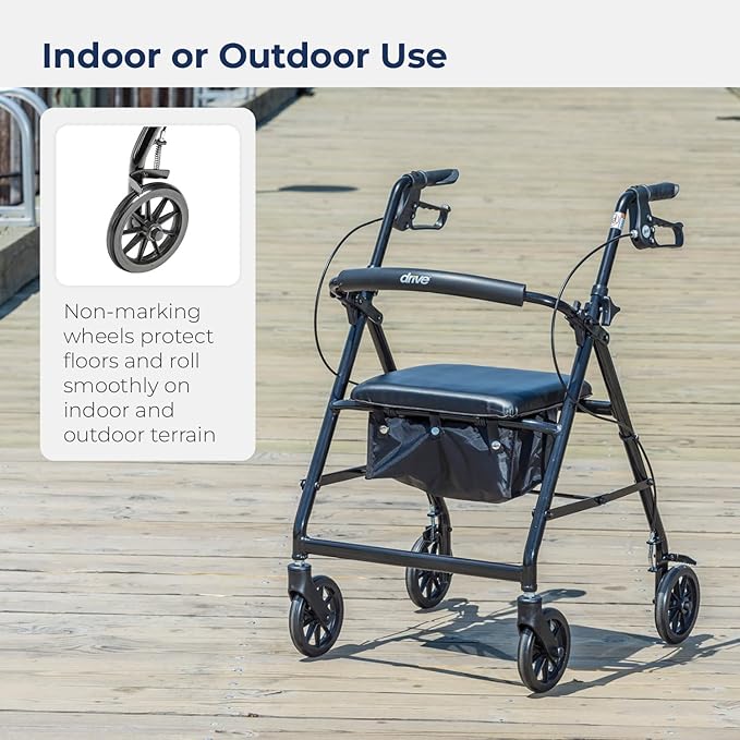 aluminum rollator w loop brake black 4 wheel