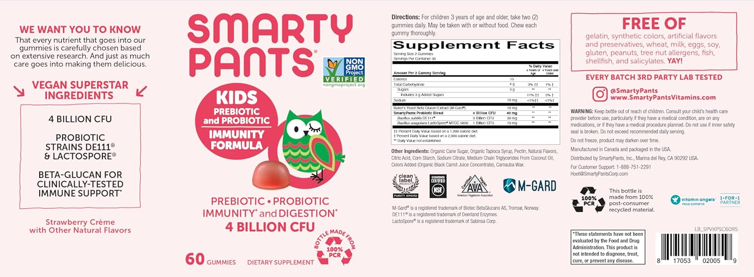 smartypants kids probiotic straw creme 60 count