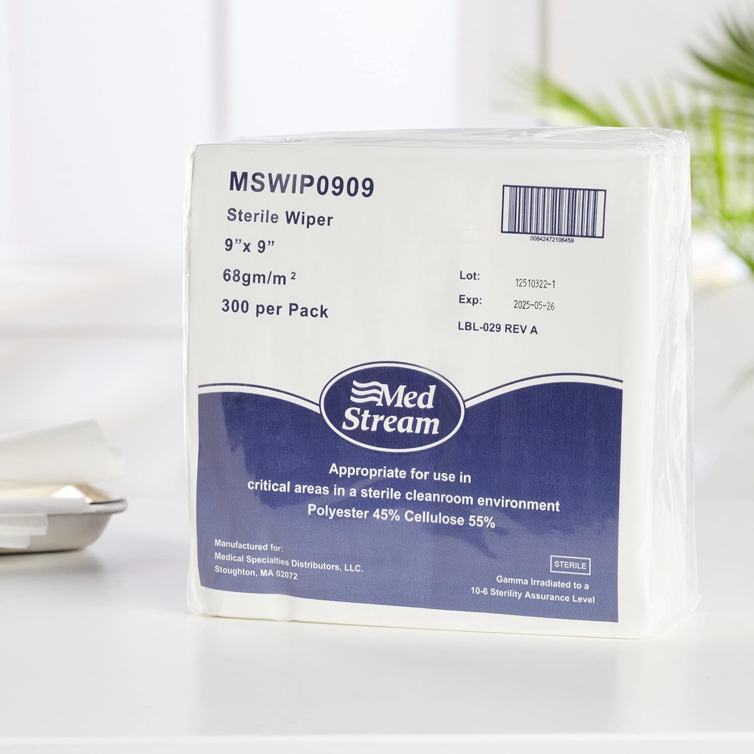 Cleanroom Wipe McKesson ISO Class 5 White Sterile Polyester / Cellulose 9 X 9 Inch Disposable, Packaging Type- Case