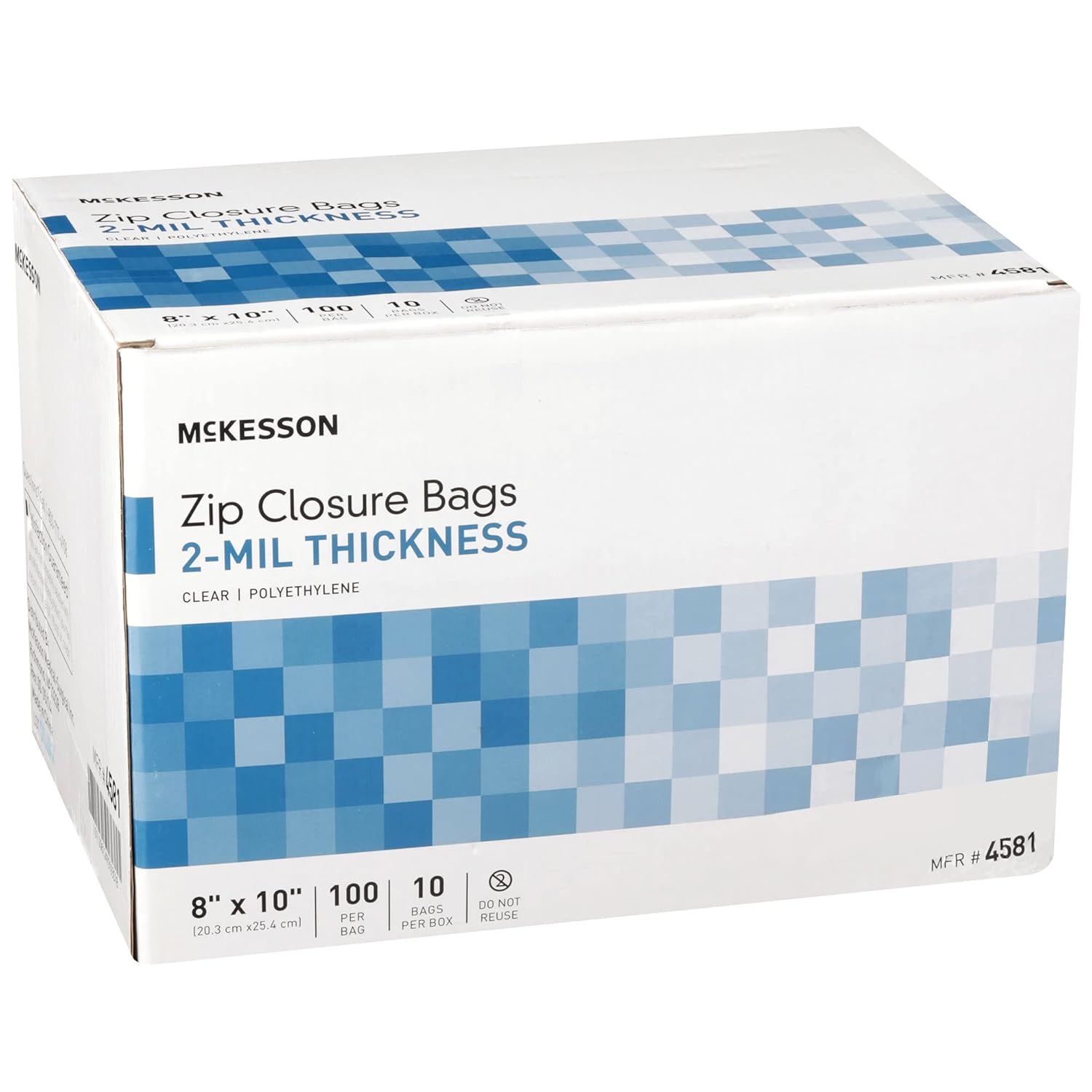 Reclosable Bag McKesson 8 X 10 Inch Polyethylene Clear Zipper Closure, Packaging Type- Case