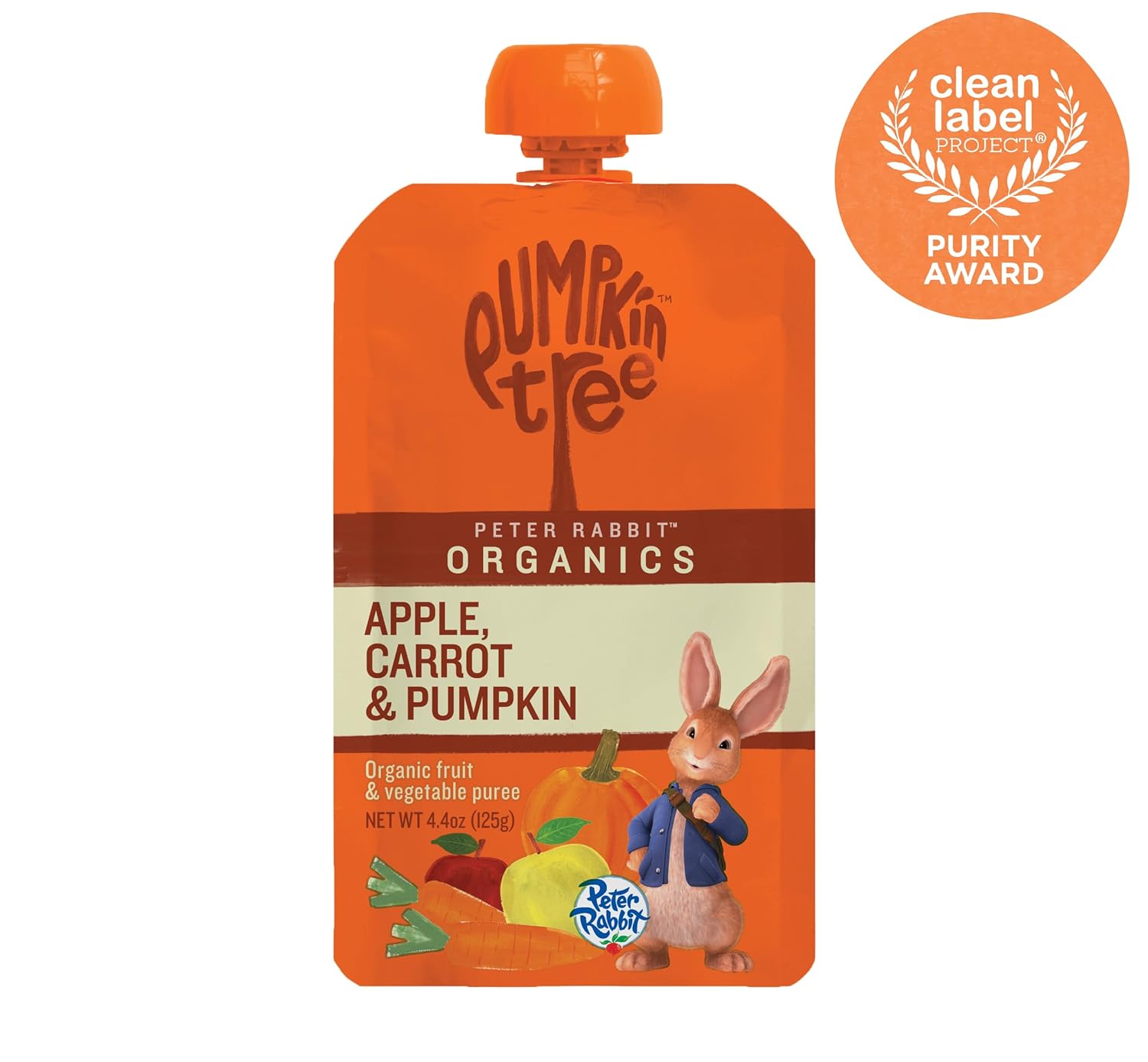 peter rabbit organics baby food organic vegetable and fruit puree pumpkin carrot and apple 4 4 oz case of 10