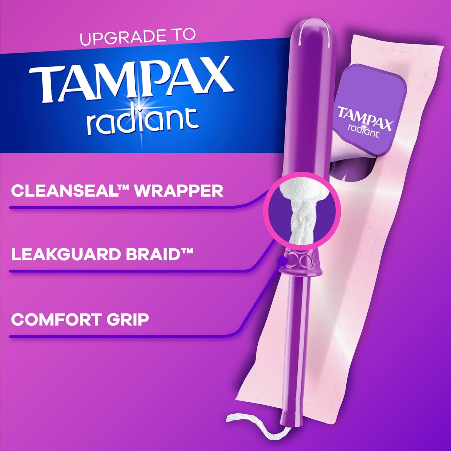 tampon tampax super absorbency cardboard applicator individually wrapped packaging type box