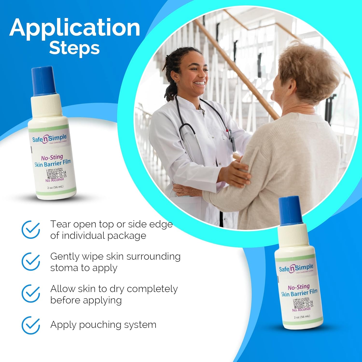 skin barrier wipe safe n simple 43 20 strength isopropyl alcohol butyl ester of pvm ma copolymer individual packet nonsterile packaging type box