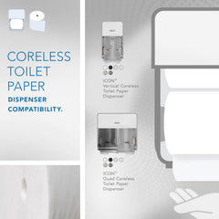 Toilet Tissue Scott Essential White 2-Ply Standard Size Coreless Roll 1000 Sheets 3-9/10 X 4 Inch, Packaging Type - Case