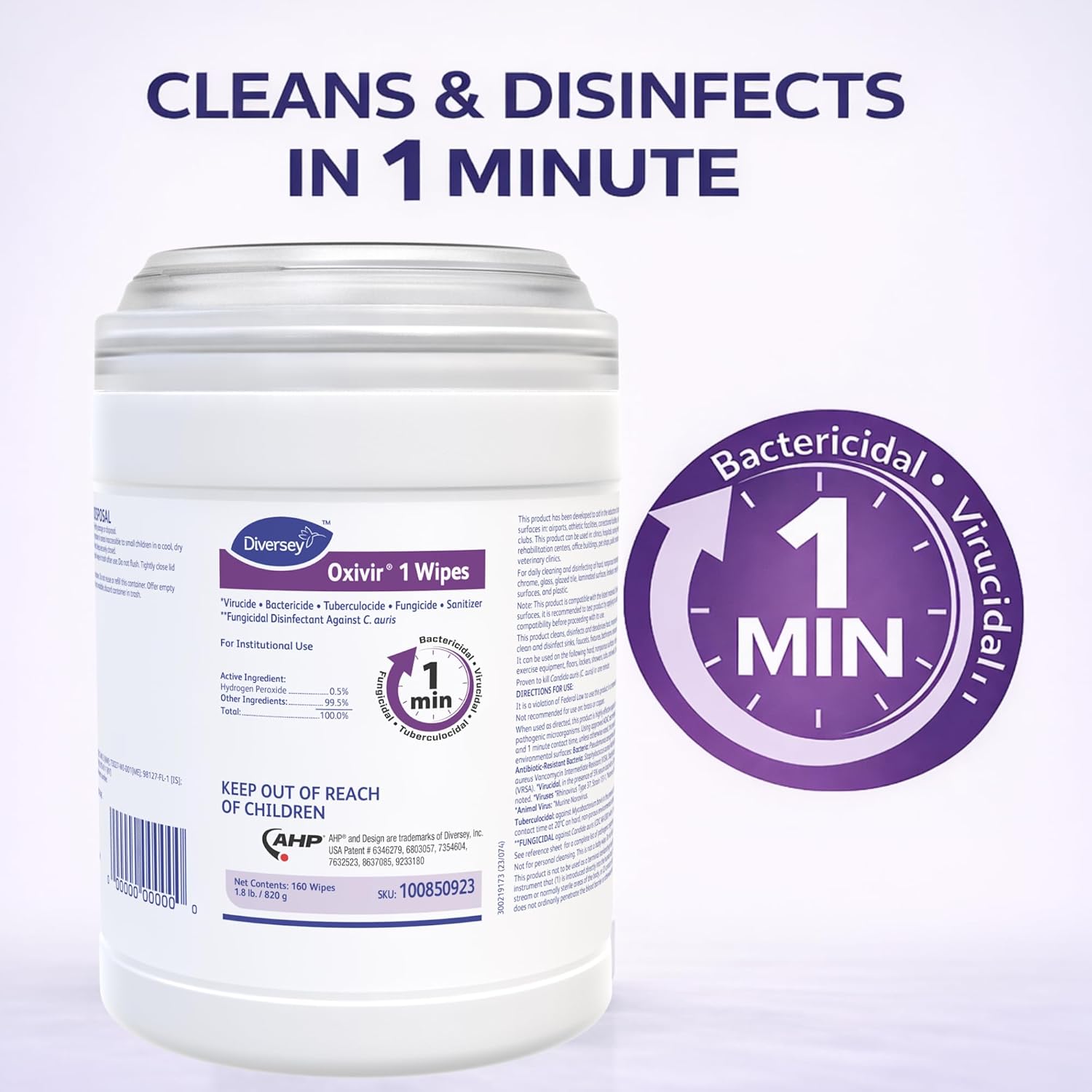 Oxivir 1 Surface Disinfectant Cleaner Premoistened Broad Spectrum Manual Pull Wipe 160 Count Canister Scented NonSterile | 12CT/Case