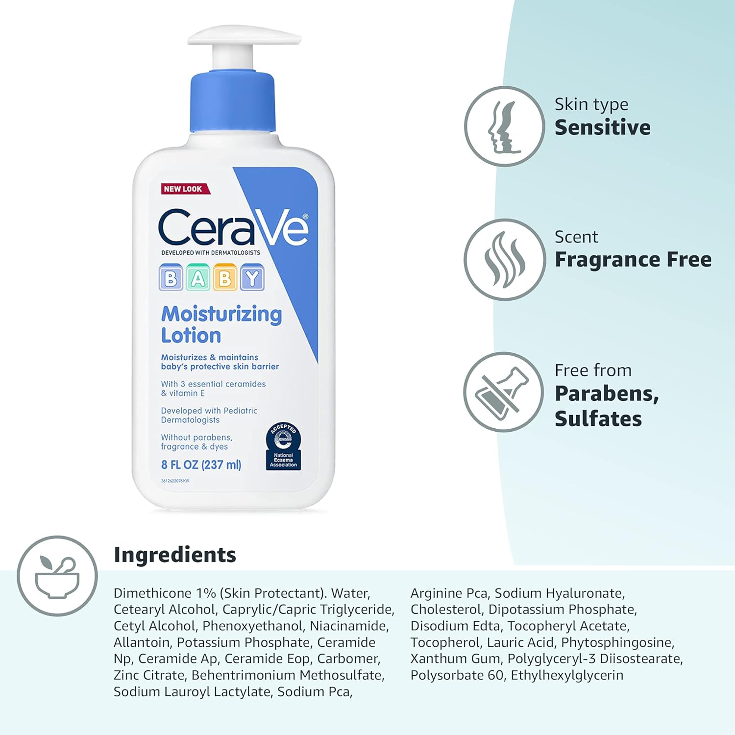 baby lotion cerave 8 oz pump bottle unscented lotion