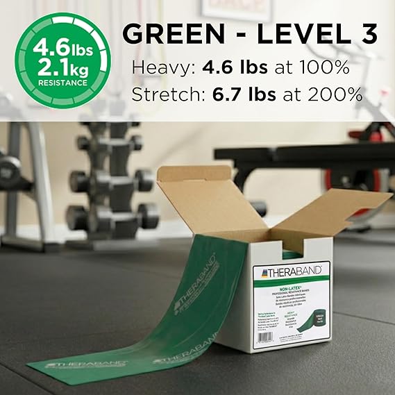 Exercise Resistance Band TheraBand Green 4 Inch X 25 Yard Heavy Resistance, Packaging Type- Each