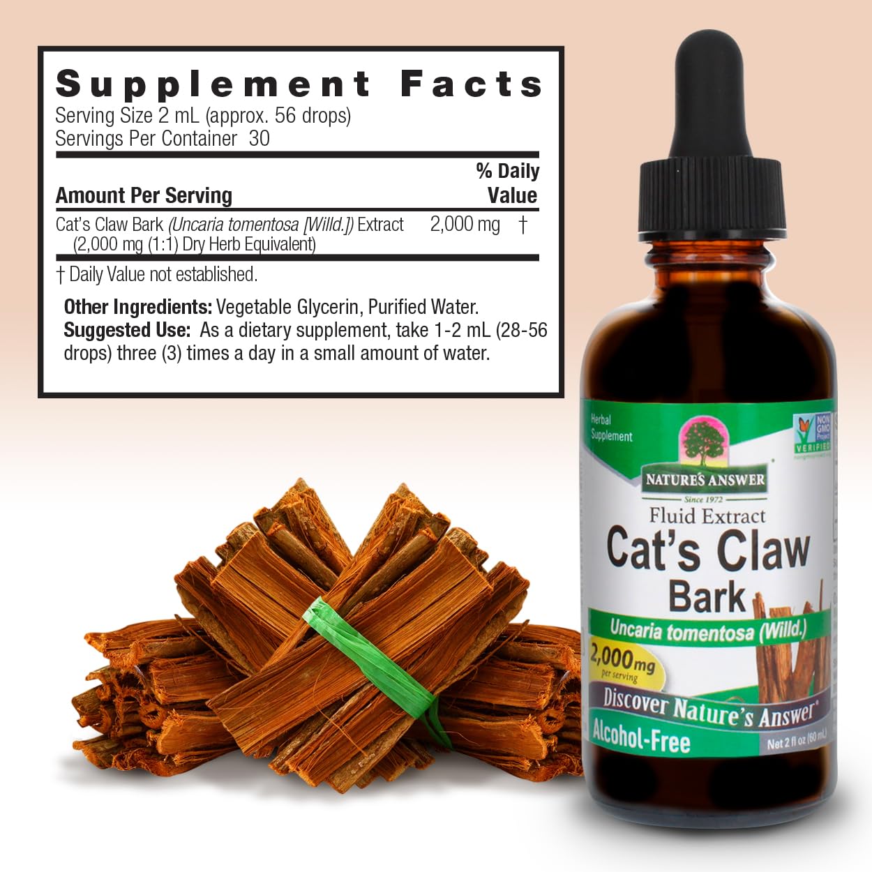 natures answer cats claw inner bark alcohol free 2 fl oz