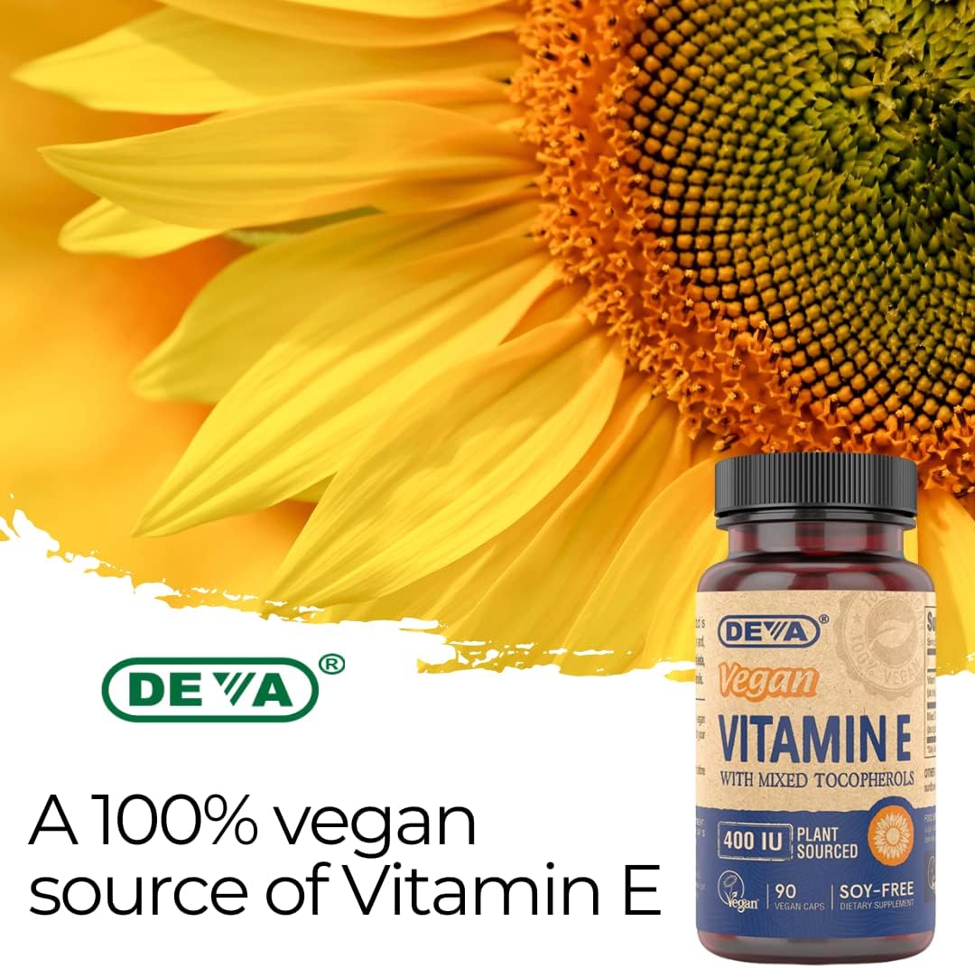 Deva Vegan Vitamins - Vitamin E With Mixed Tocopherols - 400 Iu - 90 Vegan Capsules