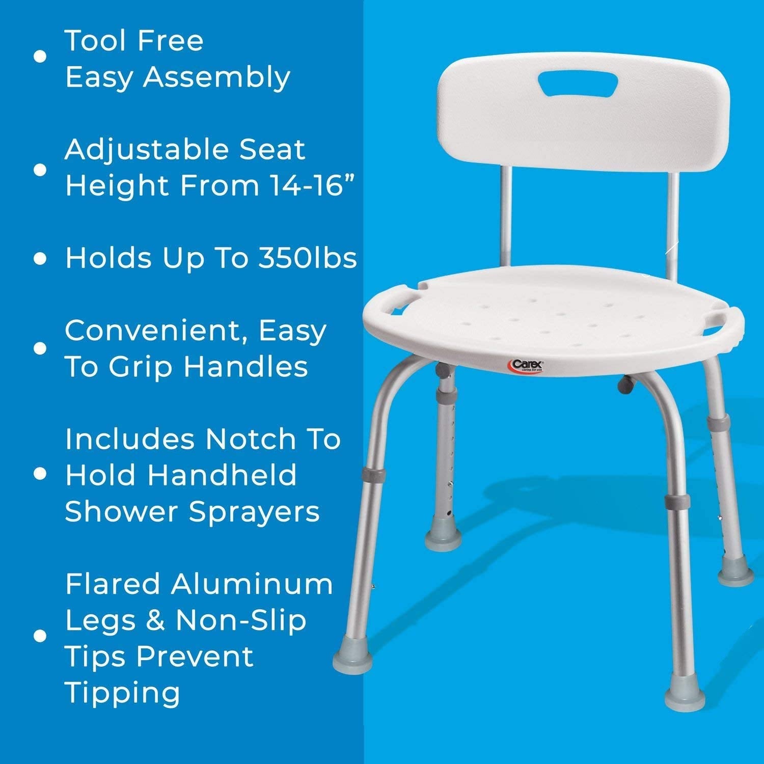 Bathroom support Carex bath seat backrest