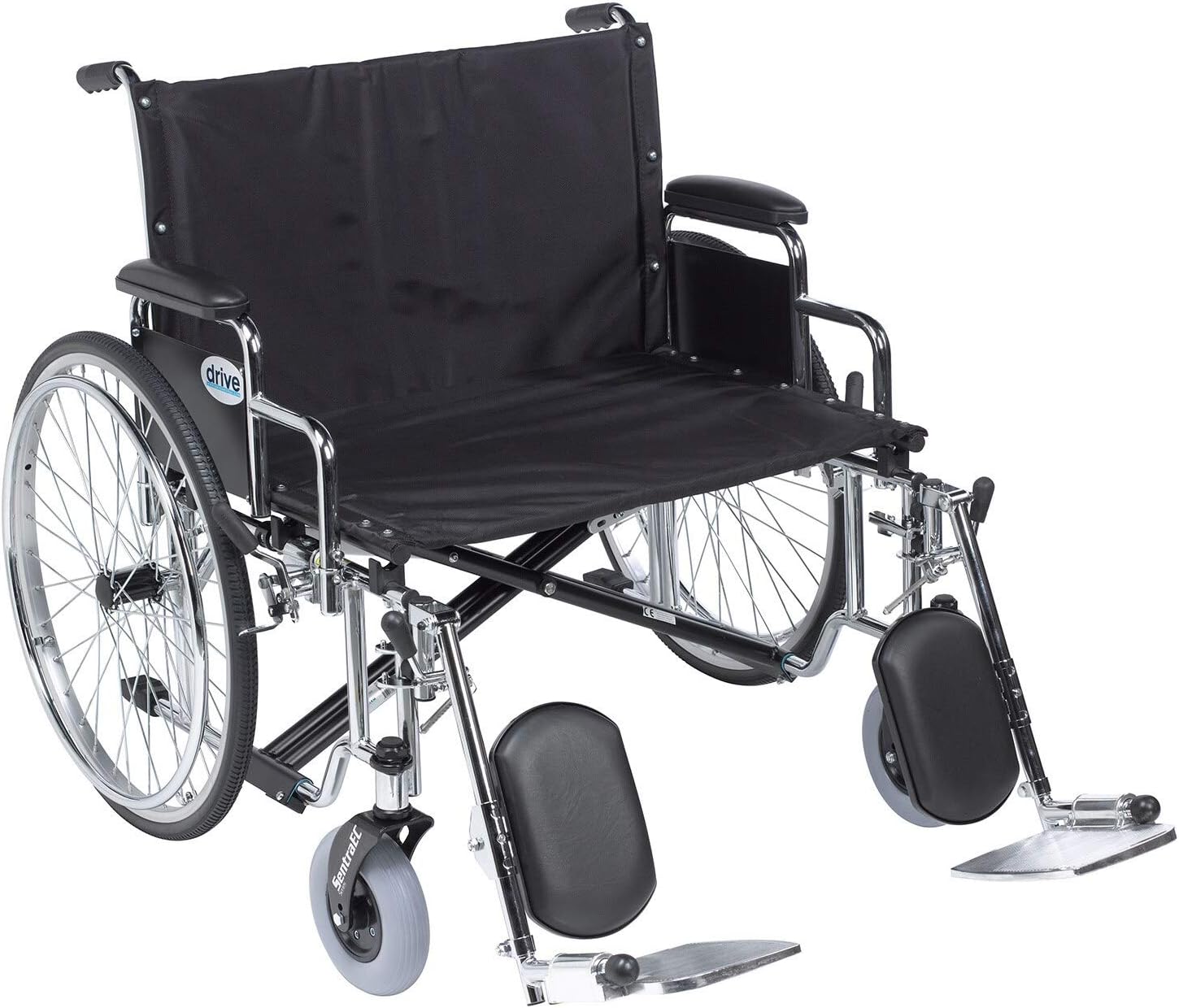 Sentra Heavy Duty Wheelchair with Extra Large Padded Armrests and Elevating Leg rest ,8 inch Front Wheels ,700 lbs Weight Capacity ,STD26ECDFA