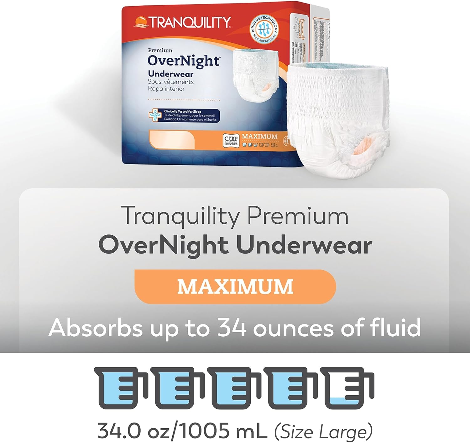 Unisex Adult Absorbent Underwear Tranquility Premium OverNight Pull On with Tear Away Seams X-Small Disposable Heavy Absorbency, Packaging Type- Case